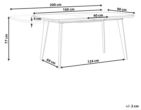 Rozkládací jídelní stůl MOSBY Šedý mramor 160/200 cm 90 cm