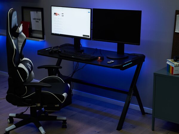 Herní stůl DANVERS 120 cm 60 cm RGB LED Černá