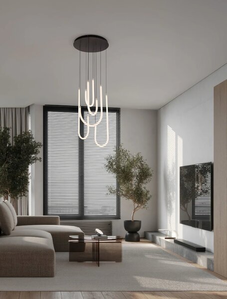 LED moderný luster Topaz 50 Čierna – Černá