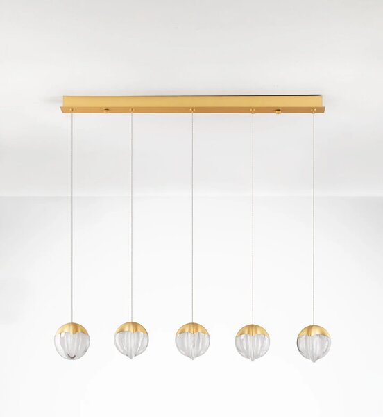 LED designový lustr Alicia zlatá 5 line