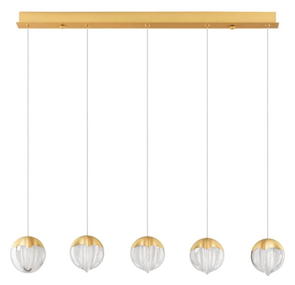 LED designový lustr Alicia zlatá 5 line
