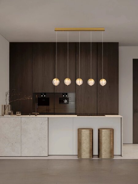 LED designový lustr Alicia zlatá 5 line