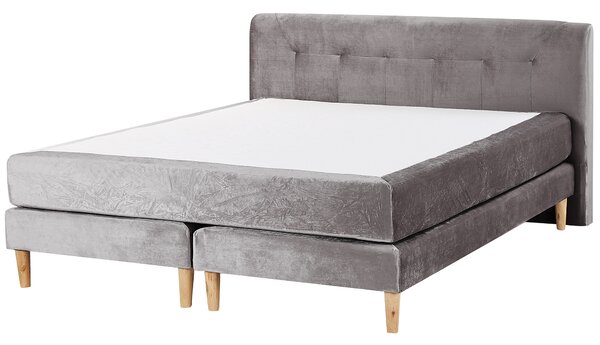 Kontinentální postel Umělý samet MARQUISE 160 x 200 cm Šedá
