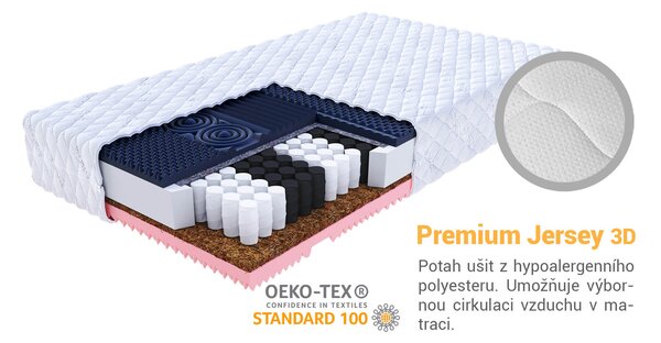 Taštičková zdravotní matrace s kokosem Gina 80x200 Potah: Silver Care (příplatkový potah)