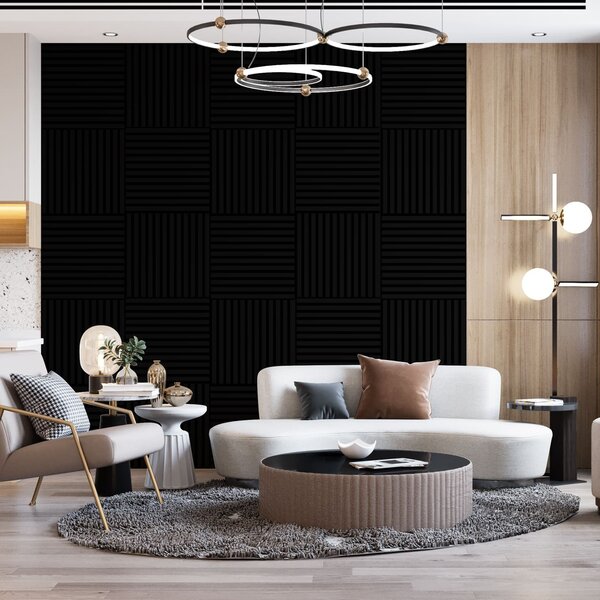 Lameo Akustický panel 3D na filcu - černý mat 60x60cm