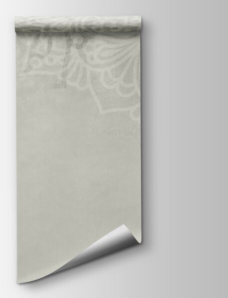Fototapeta Bílé a šedé pozadí s bílými mandalami, Fototapety s pírky, Populární fototapety, t00873v1 - Tapeko.co.cz