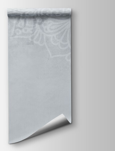 Fototapeta Bílé a šedé pozadí s bílými mandalami, Fototapety s pírky, Populární fototapety, t00873v3 - Tapeko.co.cz