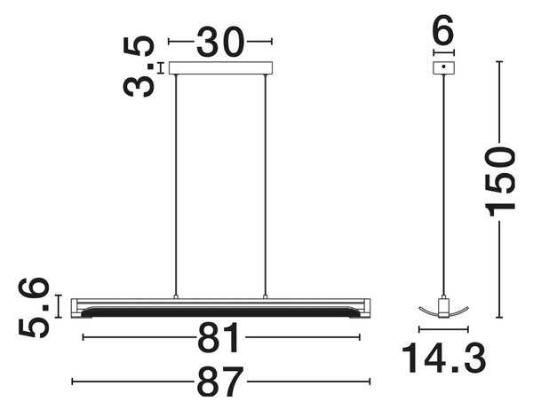 LED luster Emery 20W – Černá