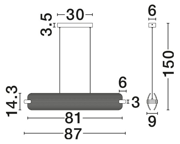 LED luster Emery 41W – Černá