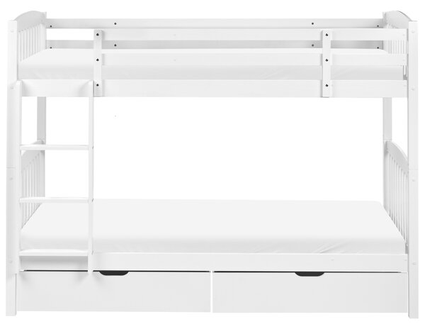 Patrová postel se zásuvkami REVIN Borovicové dřevo Bílá 90 x 200 cm
