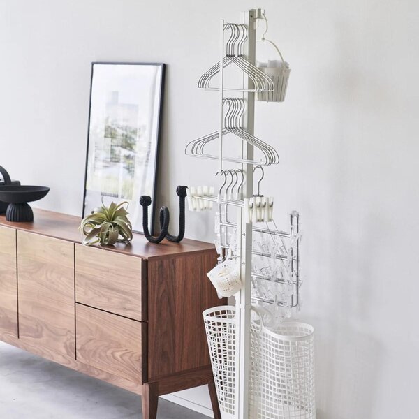 Bílý kovový skládací sušák Yamazaki Tower 160 x 175 cm