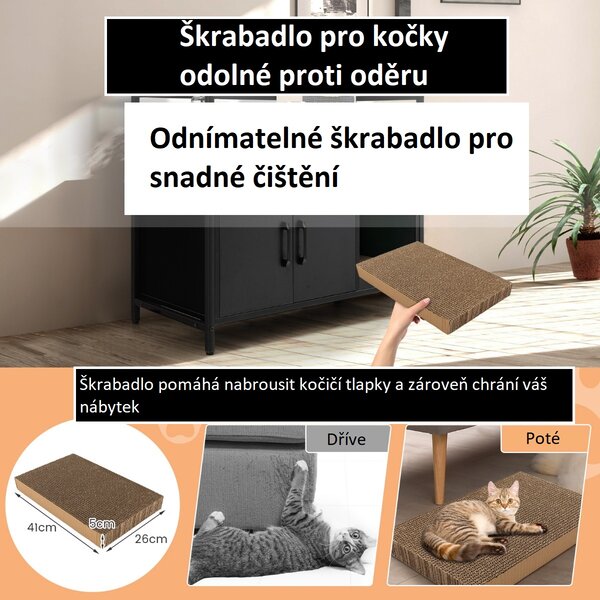 Skříňka na kočičí toaletu s dvířky, černá PV10236DK