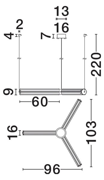 LED moderný luster Essenzo Medená 23W – Měděná