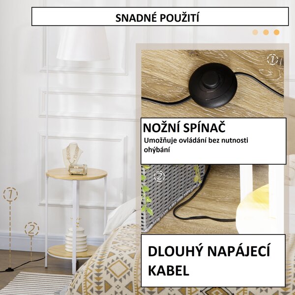 Odkládací stolek se stolní lampou, přírodní-bílá B31-320