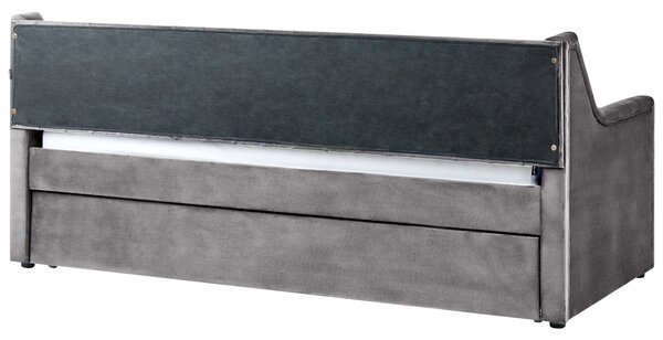 Rozkládací postel Umělý samet MONTARGIS 90 x 200 cm Světle šedá
