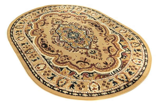 Makro Abra Oválný koberec ATLAS E951A tmavě béžový Rozměr: 140x200 cm