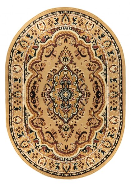Makro Abra Oválný koberec ATLAS E951A tmavě béžový Rozměr: 140x200 cm