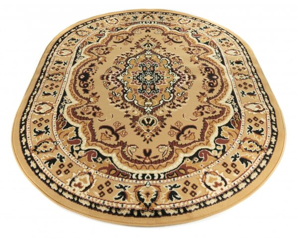 Makro Abra Oválný koberec ATLAS E951A tmavě béžový Rozměr: 140x200 cm