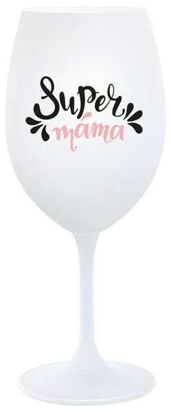 SUPER MÁMA (SPECIÁLNÍ EDICE) - bílá sklenička na víno 350 ml