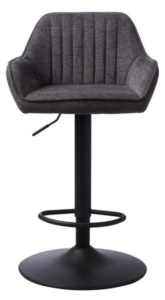 Tmavě šedá čalouněná barová židle s nastavitelnou výškou/s područkami (výška sedáku 65 cm) Nolan – Unique Furniture