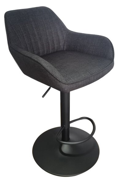 Tmavě šedá čalouněná barová židle s nastavitelnou výškou/s područkami (výška sedáku 65 cm) Nolan – Unique Furniture