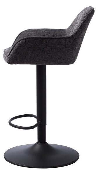 Tmavě šedá čalouněná barová židle s nastavitelnou výškou/s područkami (výška sedáku 65 cm) Nolan – Unique Furniture