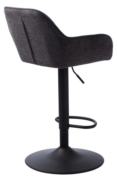 Tmavě šedá čalouněná barová židle s nastavitelnou výškou/s područkami (výška sedáku 65 cm) Nolan – Unique Furniture