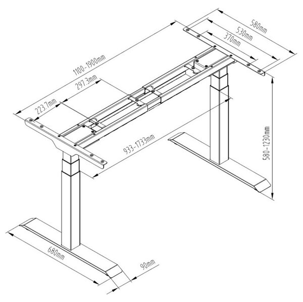 Výškově nastavitelný stůl OfficeTech D, 160 x 80 cm, šedá podnož, ořech