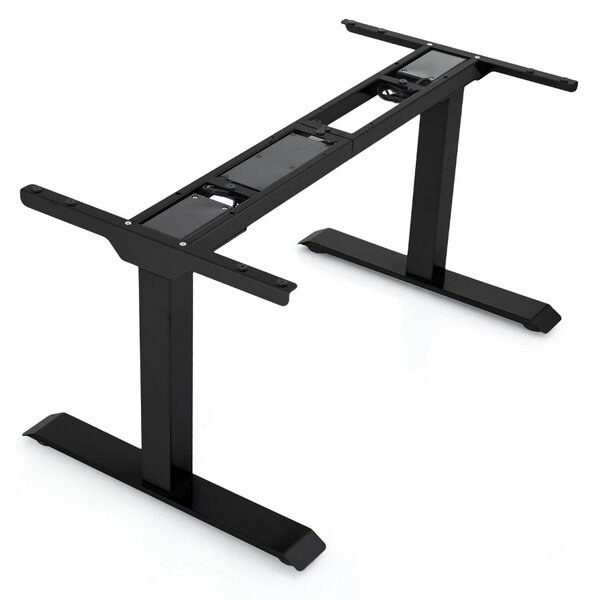 Výškově nastavitelný stůl OfficeTech D, 180 x 80 cm, černá podnož, třešeň