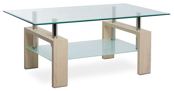 Autronic Konferenční stůl, čiré / mléčné sklo, MDF, 3D dekor bílý dub