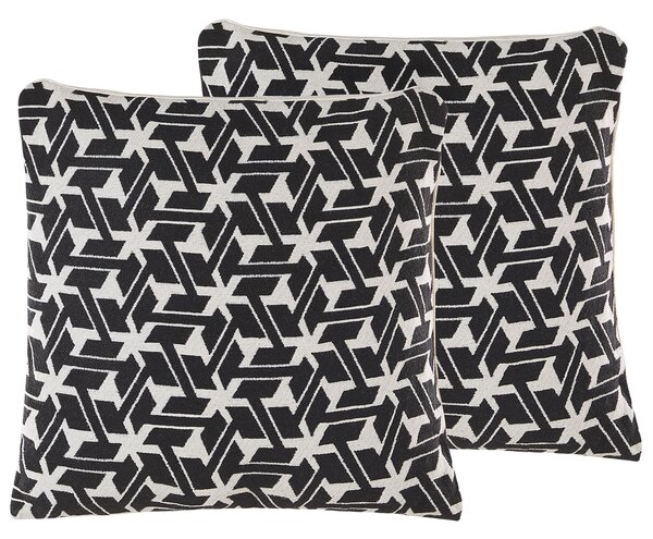 Sada 2 dekorativních polštářů ANDIRIN 45 x 45 cm Bavlna Černá Geometrický vzor