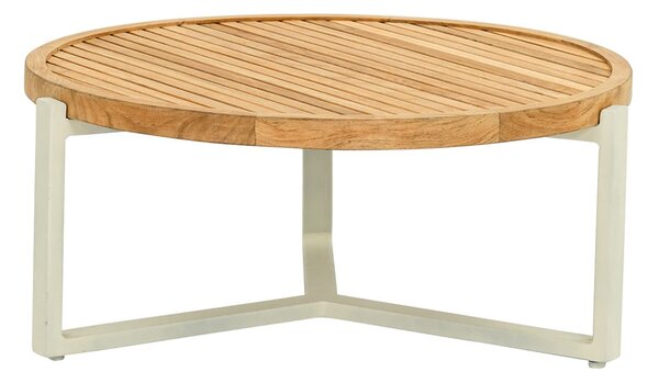 Apple Bee Konferenční stolek Monaco, Apple Bee, kulatý 75x34 cm, rám hliník Black (černá), deska teak
