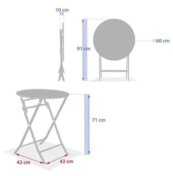 Hesperide skládací kulatý kovový zahradní stůl Greensboro 60x71cm vavřínovozelený