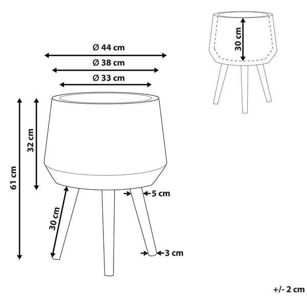 Květináč na stojanu MALAKI 44 cm Světle šedá