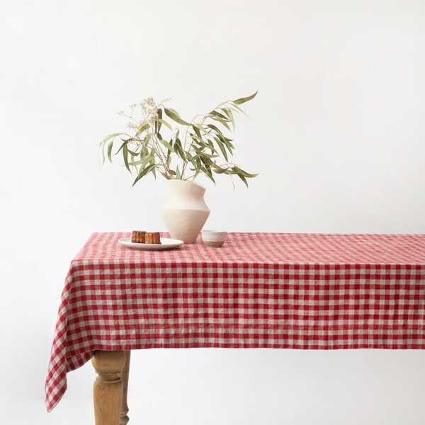 Lněný ubrus 140x140 cm Red Gingham – Linen Tales