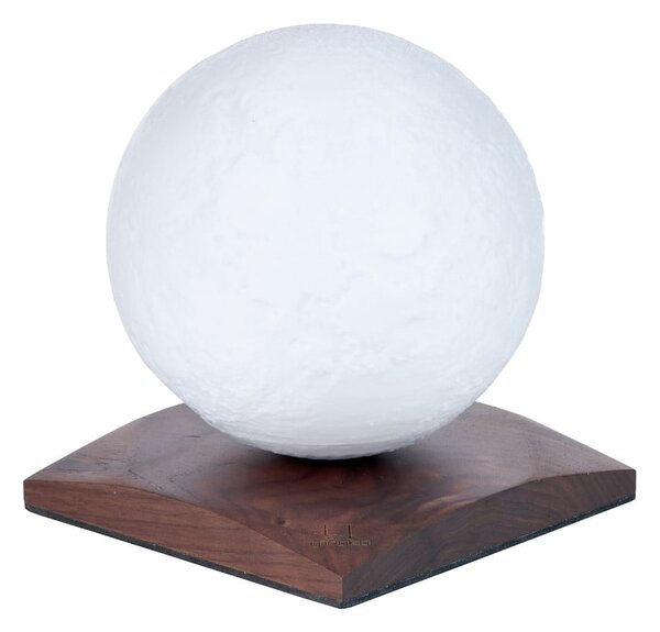 Tmavě hnědá LED stolní lampa z ořechového dřeva (výška 13 cm) Smart LunaSpin – Gingko