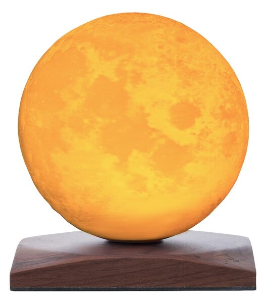 Tmavě hnědá LED stolní lampa z ořechového dřeva (výška 13 cm) Smart LunaSpin – Gingko