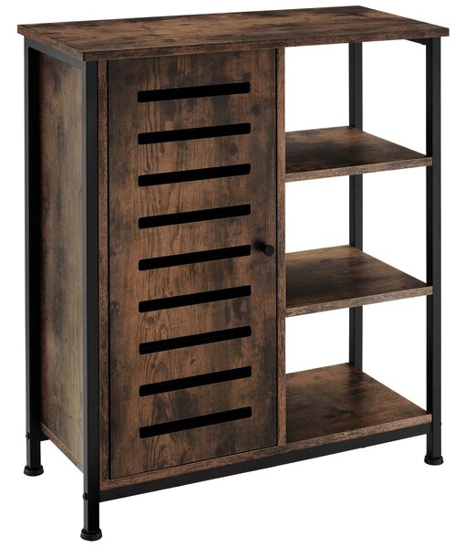 Tectake Komoda 71x32x82cm - Industriální dřevo tmavé, rustikální, Pant dveří vlevo