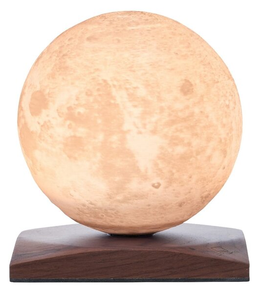 Tmavě hnědá LED stolní lampa z ořechového dřeva (výška 13 cm) Smart LunaSpin – Gingko