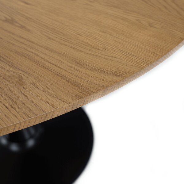 KONDELA Jídelní stůl, dub/černá, průměr 80 cm, REVENTON NEW