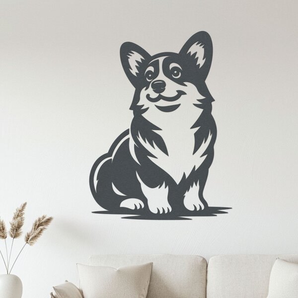 Dřevěný obraz sedící Corgi | Rozměry (cm): 30x40 | Zvolte barvu dekoru: Javor