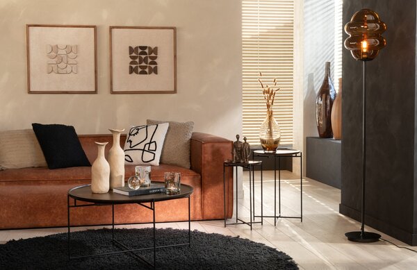 Hnědá skleněná stojací lampa J-line Sponky 160 cm