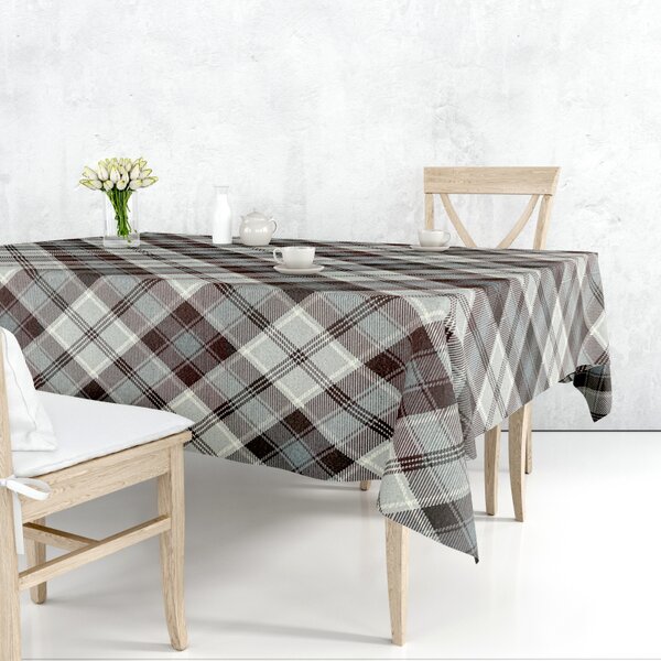 Ervi Gobelínový ubrus na stůl čtvercový - Tradiční šedý tartan