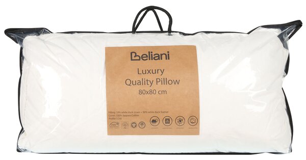 Polštář VIHREN Nízká 80 x 80 cm Kachní peří a chmýří Bílá