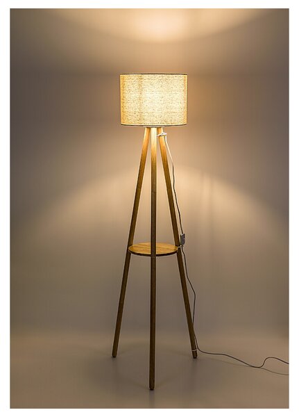 Stojací lampa TREVIA dub/béžová