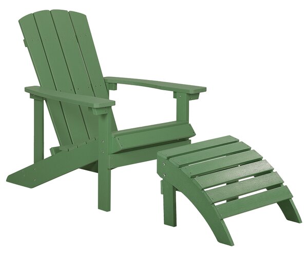 Zahradní židle ADIRONDACK s podnožkou Zelená