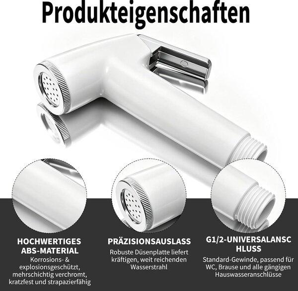 Ruční sprcha pro bidet, sprcha na bidet, sprcha na vanu, materiál: ABS - sada 2 kusů