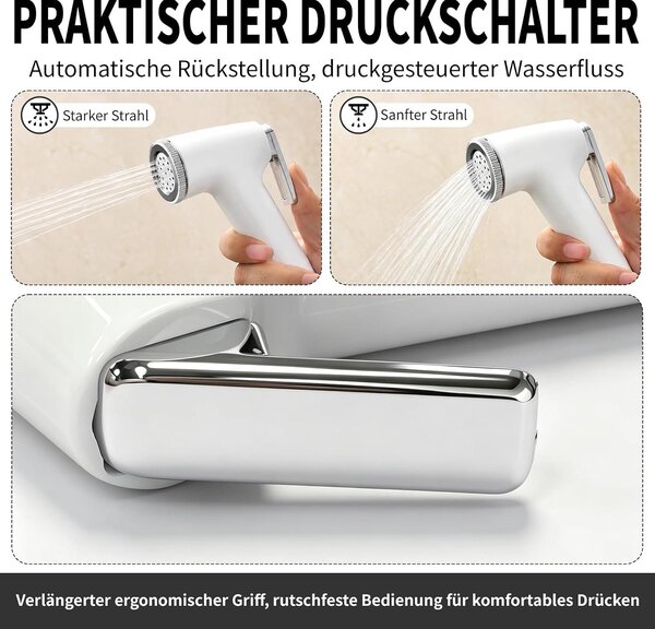 Ruční sprcha pro bidet, sprcha na bidet, sprcha na vanu, materiál: ABS - sada 2 kusů