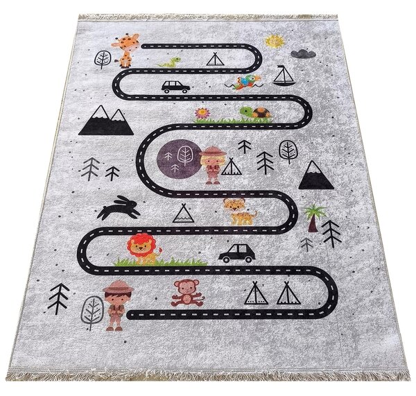 Makro Abra Dětský kusový koberec pratelný Horeca-New 139 Cesta šedý Rozměr: 120x180 cm