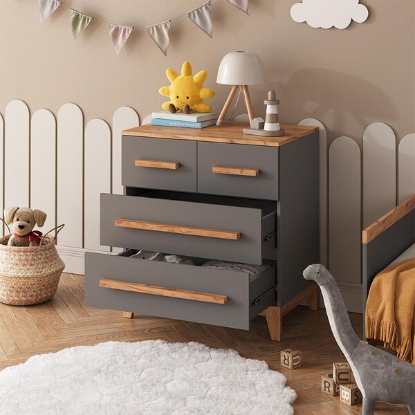 Kredenc Vitalispa Malia Grey/Artisan 80 x 88 cm se 4 zásuvkami, Model 58366